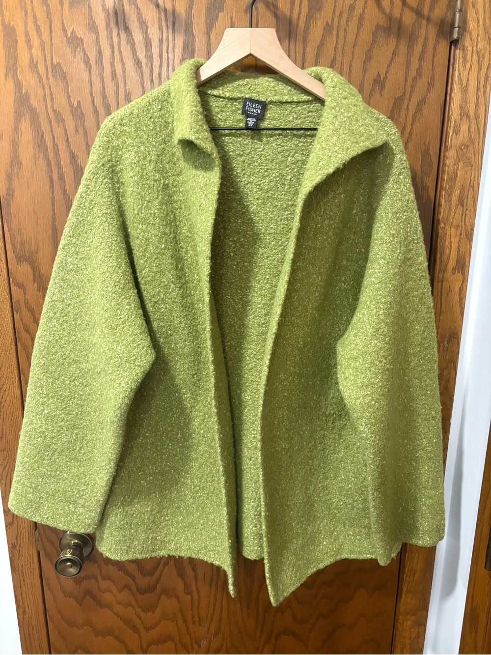 Eileen Fisher Chartreuse Open Front Boiled Italian Wool Blend Jacket size 2x